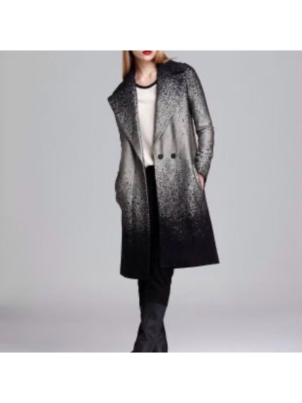 Diane Von Furstenberg Elegant Black and Gray Women's Coat